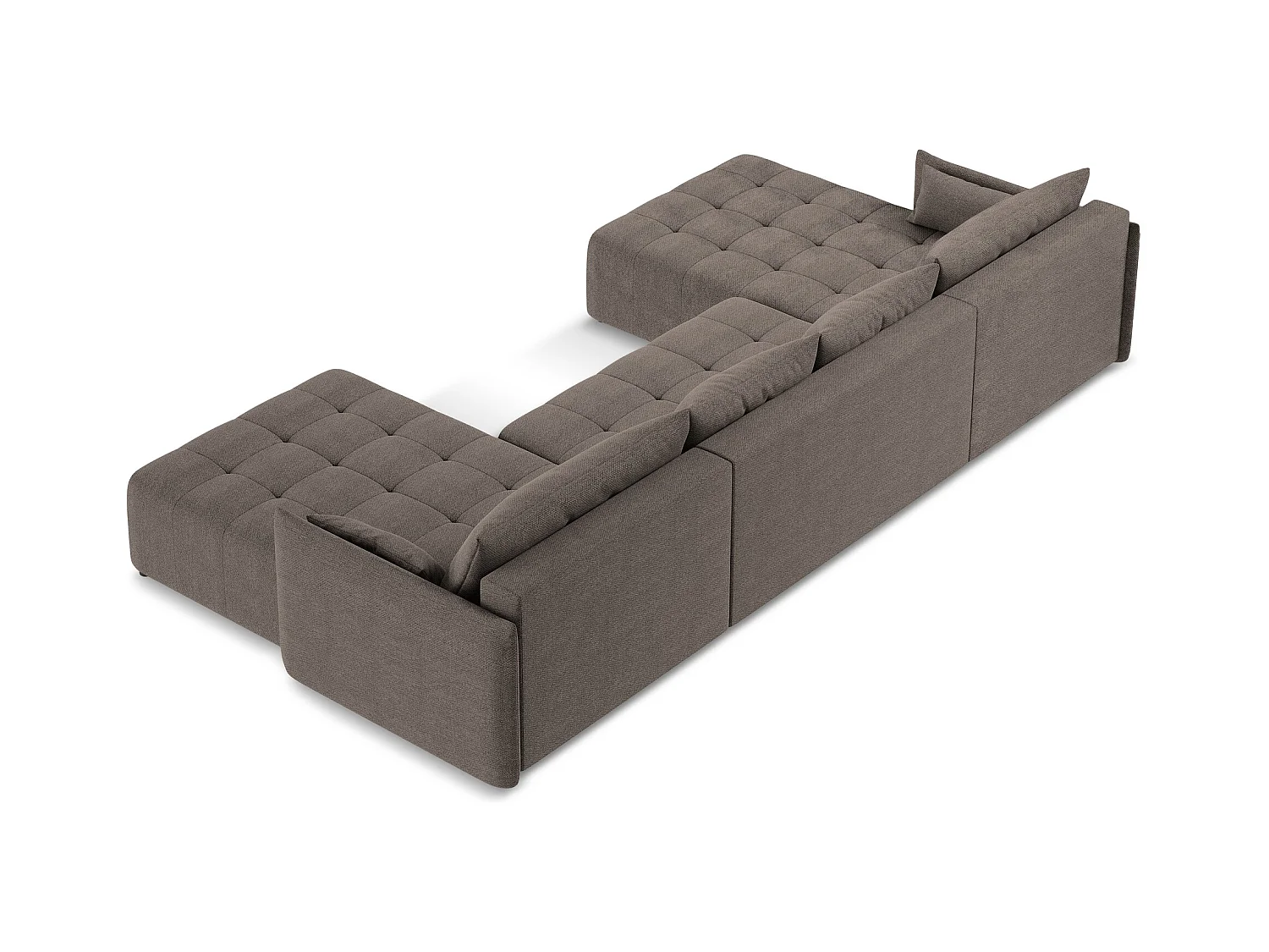 Sofa panoramiczna - z tkaniny bouclé - czekoladowy - MOKU