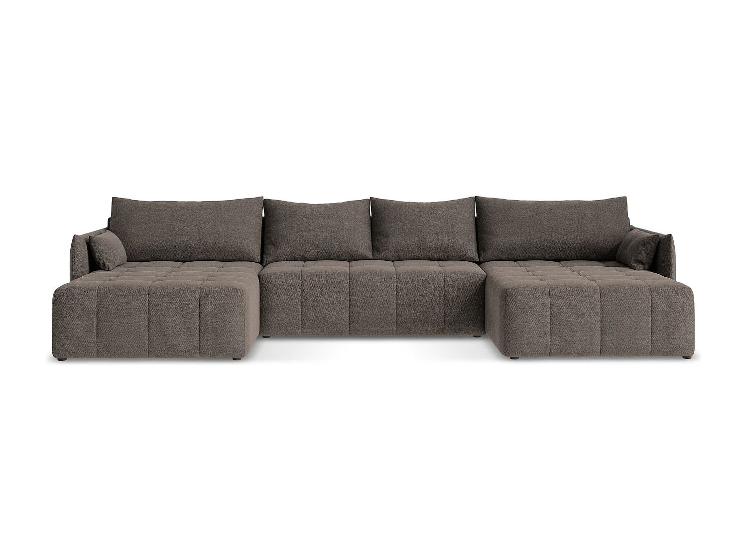 Canapé panoramique 5 places en tissu bouclette - choolat - MOKU