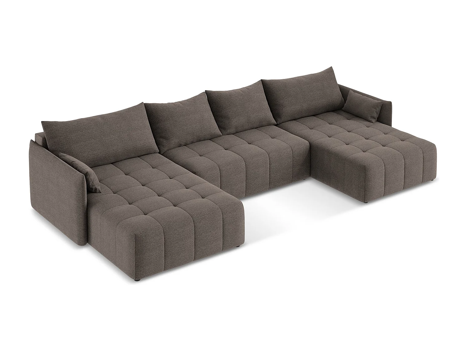 Canapé panoramique 5 places en tissu bouclette - choolat - MOKU