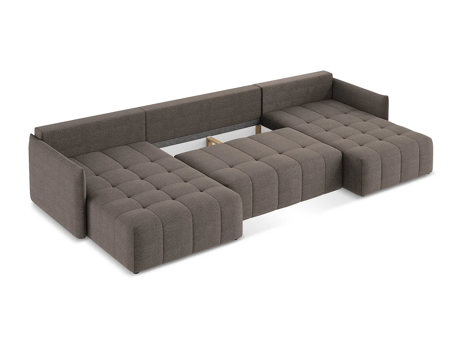 Canapé panoramique 5 places en tissu bouclette - choolat - MOKU