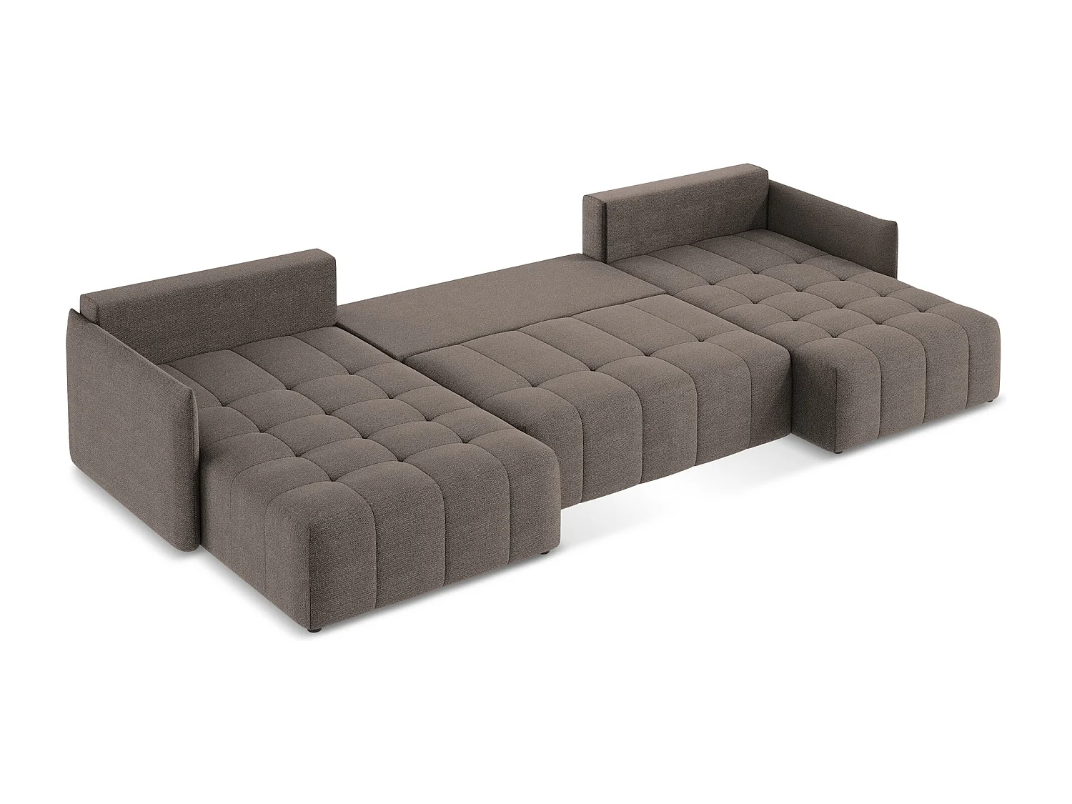 Canapé panoramique 5 places en tissu bouclette - choolat - MOKU