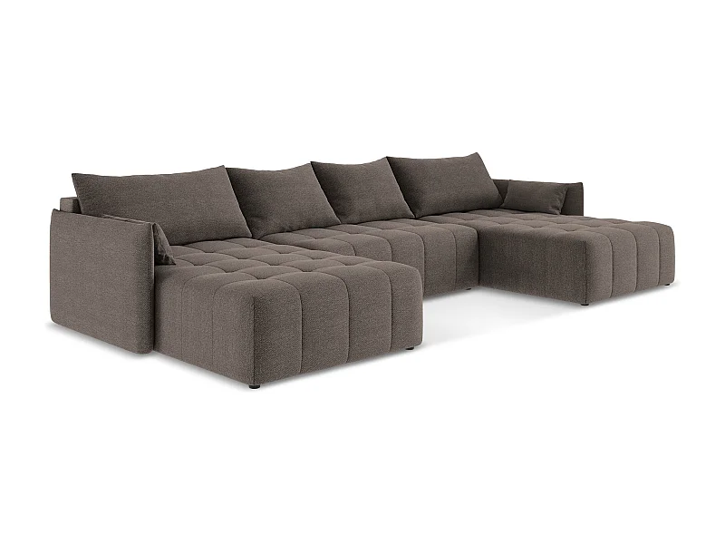 Sofa panoramiczna - z tkaniny bouclé - czekoladowy - MOKU