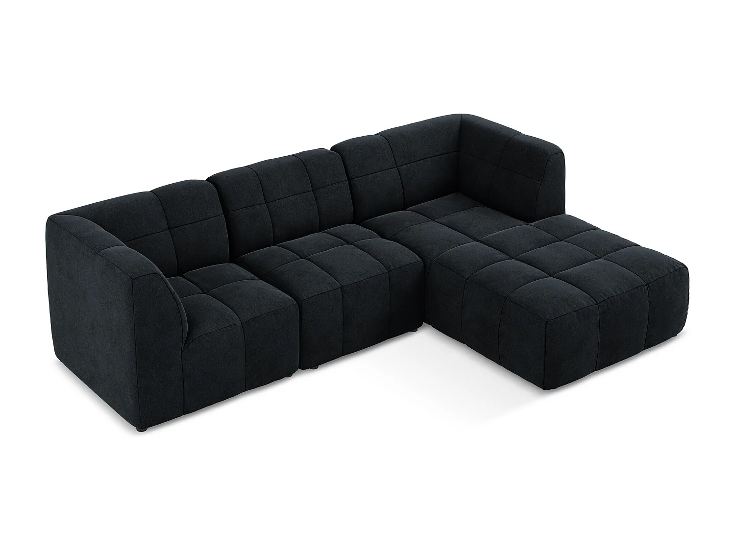 Canapé d'angle 3 places modulaire droit en velours - bleu royal - ALOHA