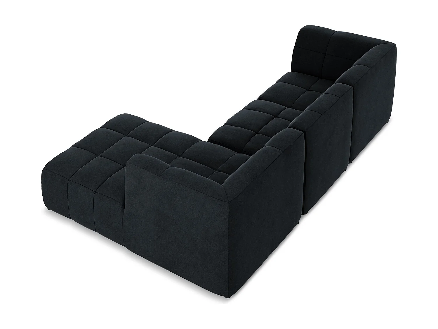 Canapé d'angle 3 places modulaire droit en velours - bleu royal - ALOHA