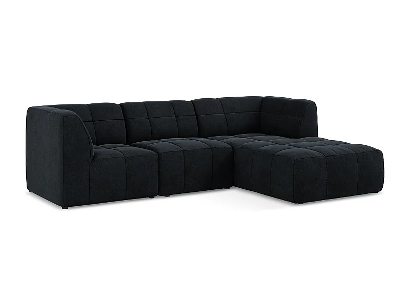 Canapé d'angle 3 places modulaire droit en velours - bleu royal - ALOHA