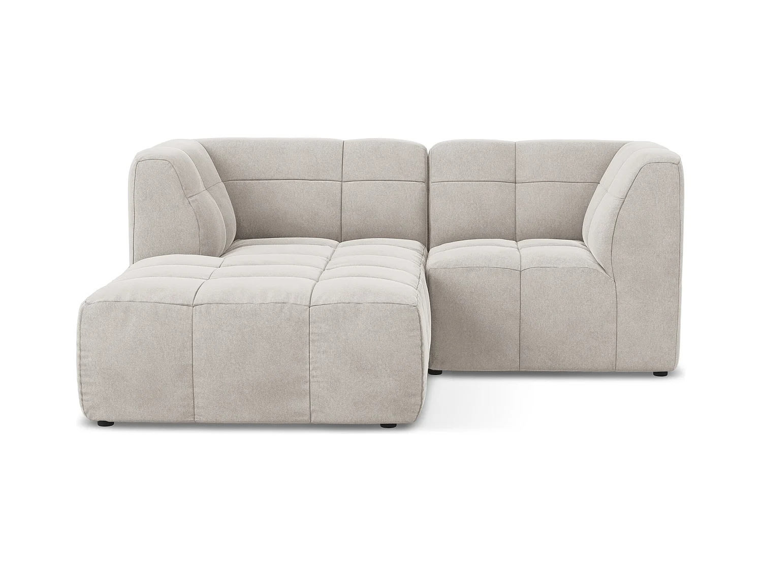 Canapé d'angle 2,5 places modulaire gauche en velours - beige clair - ALOHA