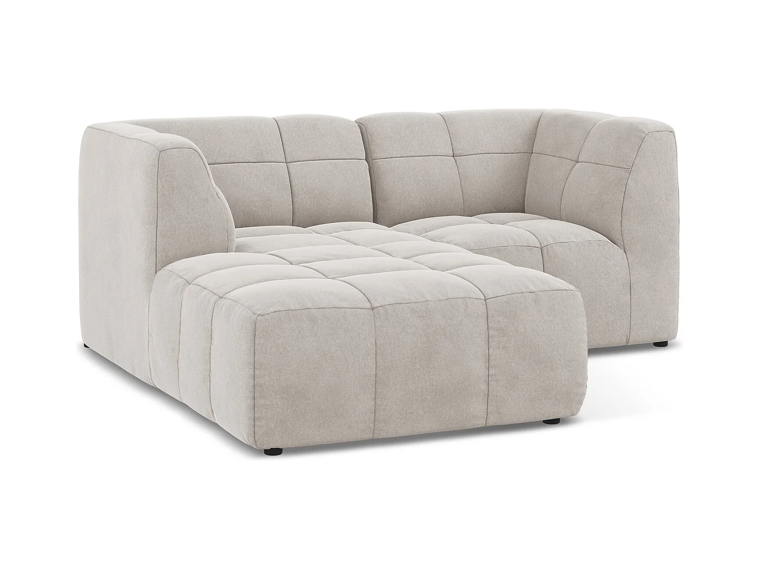 Canapé d'angle 2,5 places modulaire gauche en velours - beige clair - ALOHA