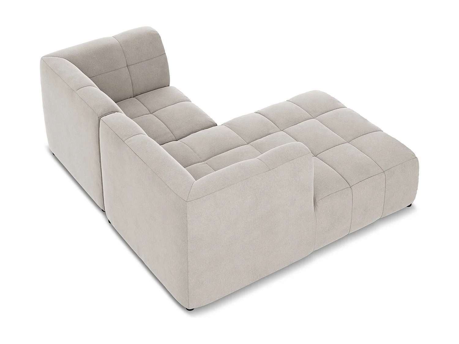 Canapé d'angle 2,5 places modulaire gauche en velours - beige clair - ALOHA