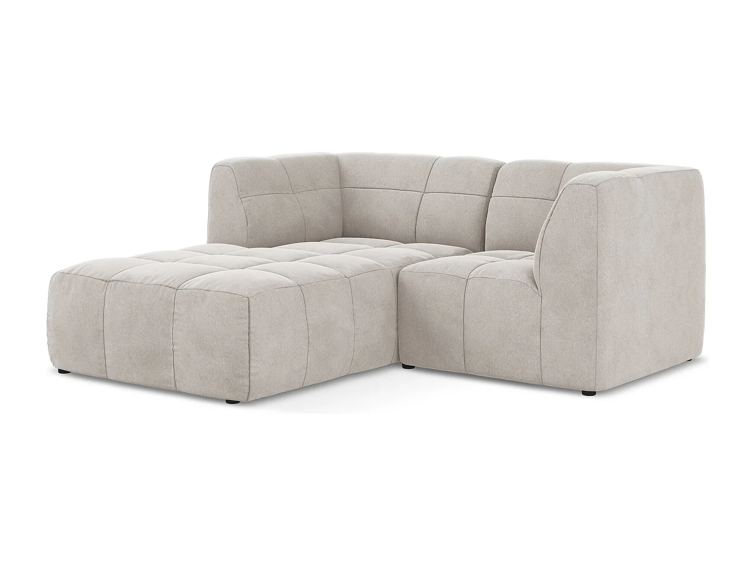 Canapé d'angle 2,5 places modulaire gauche en velours - beige clair - ALOHA