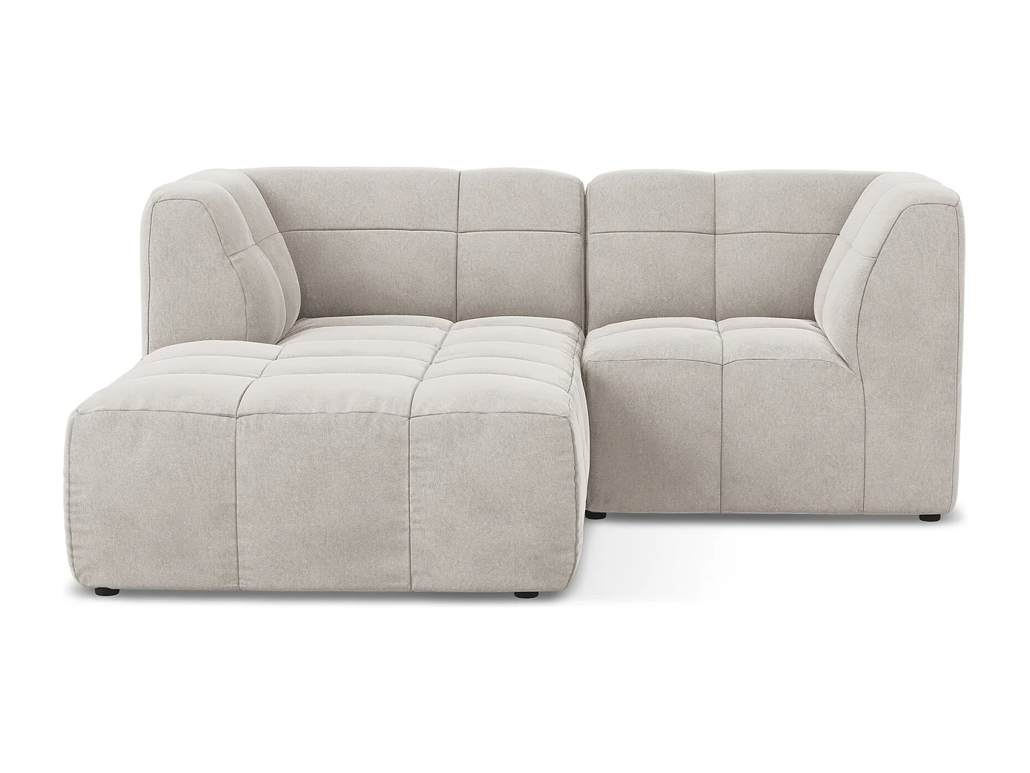 Canapé d'angle 2,5 places modulaire gauche en velours - beige clair - ALOHA