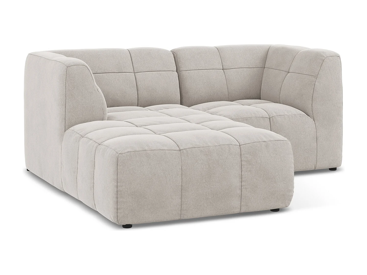 Canapé d'angle 2,5 places modulaire gauche en velours - beige clair - ALOHA