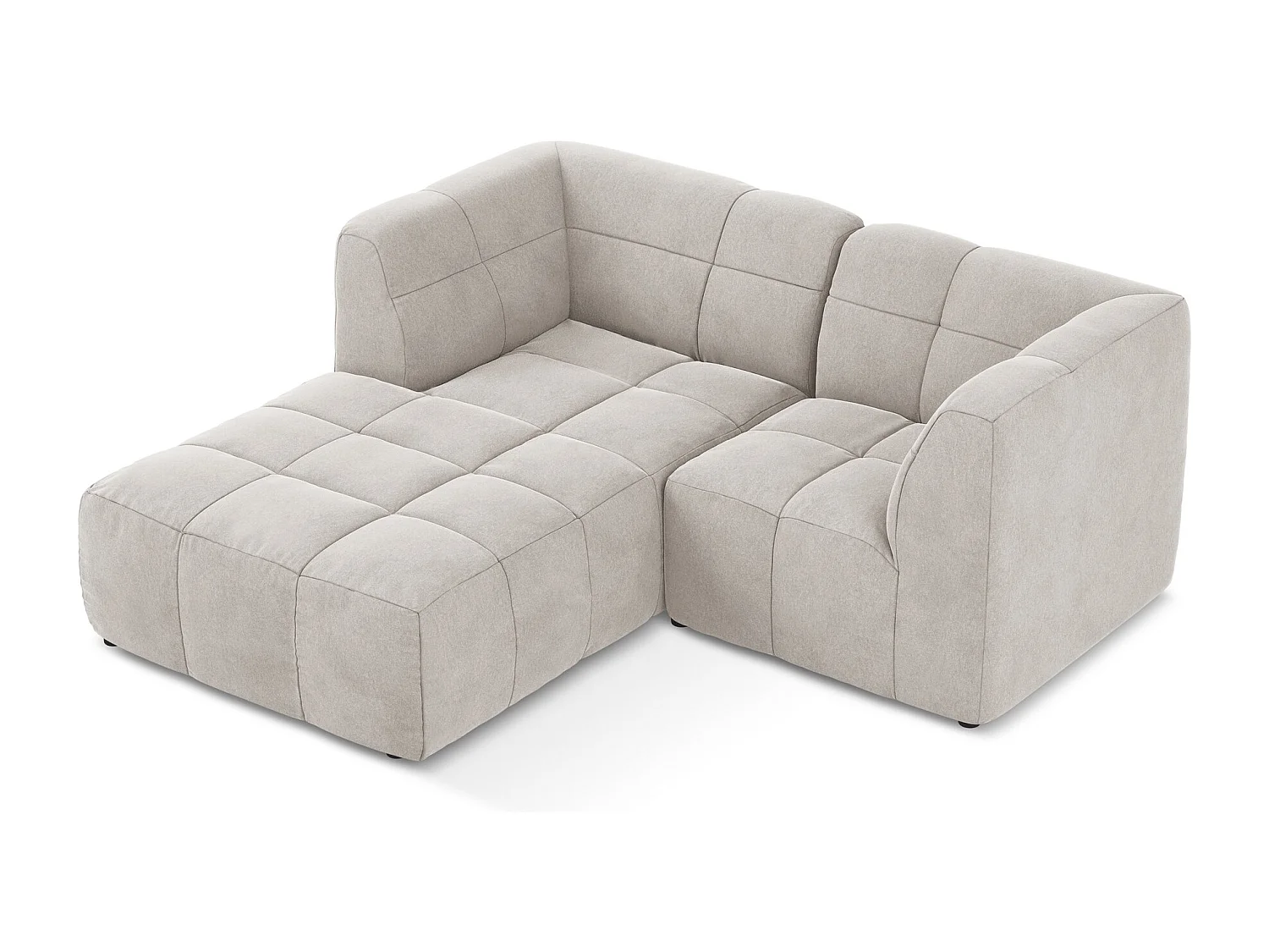 Canapé d'angle 2,5 places modulaire gauche en velours - beige clair - ALOHA