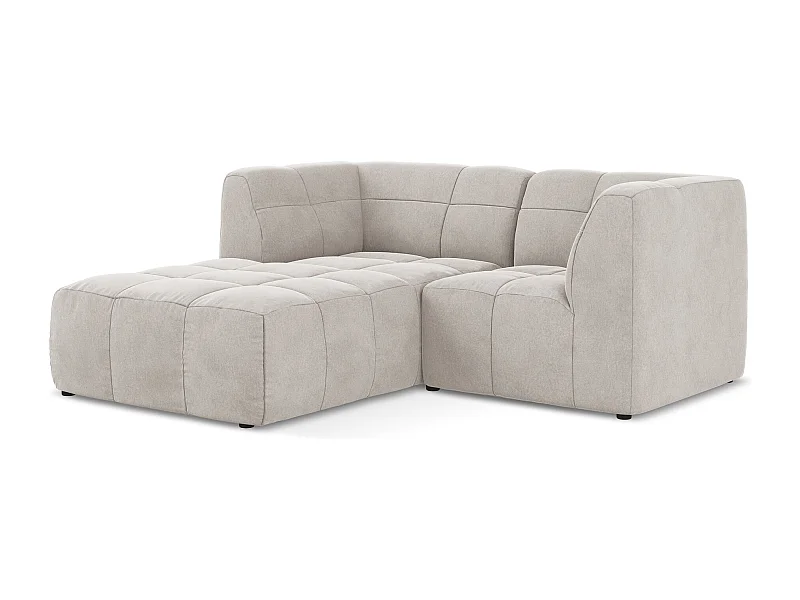 Canapé d'angle 2,5 places modulaire gauche en velours - beige clair - ALOHA