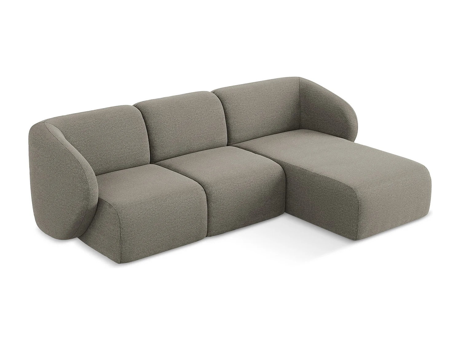 Modulaire hoekbank rechts van grijs bouclé - LANI