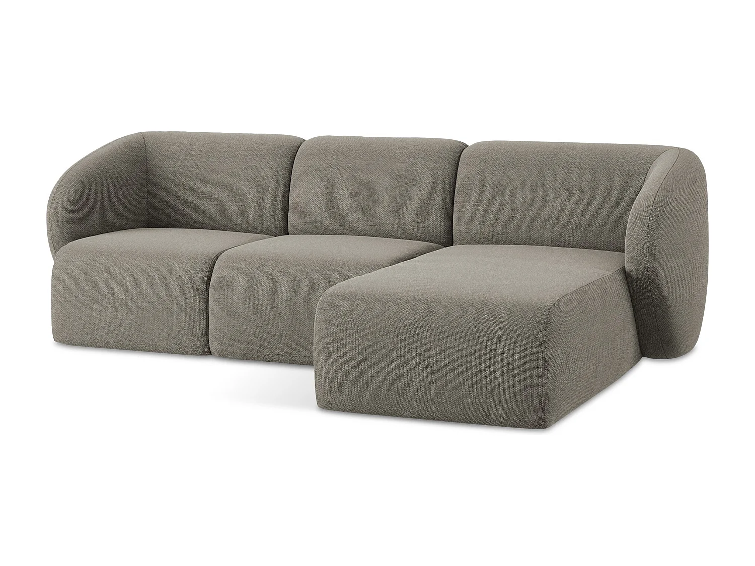 Canapé d'angle 3 places modulaire droit en tissu bouclette - gris - LANI