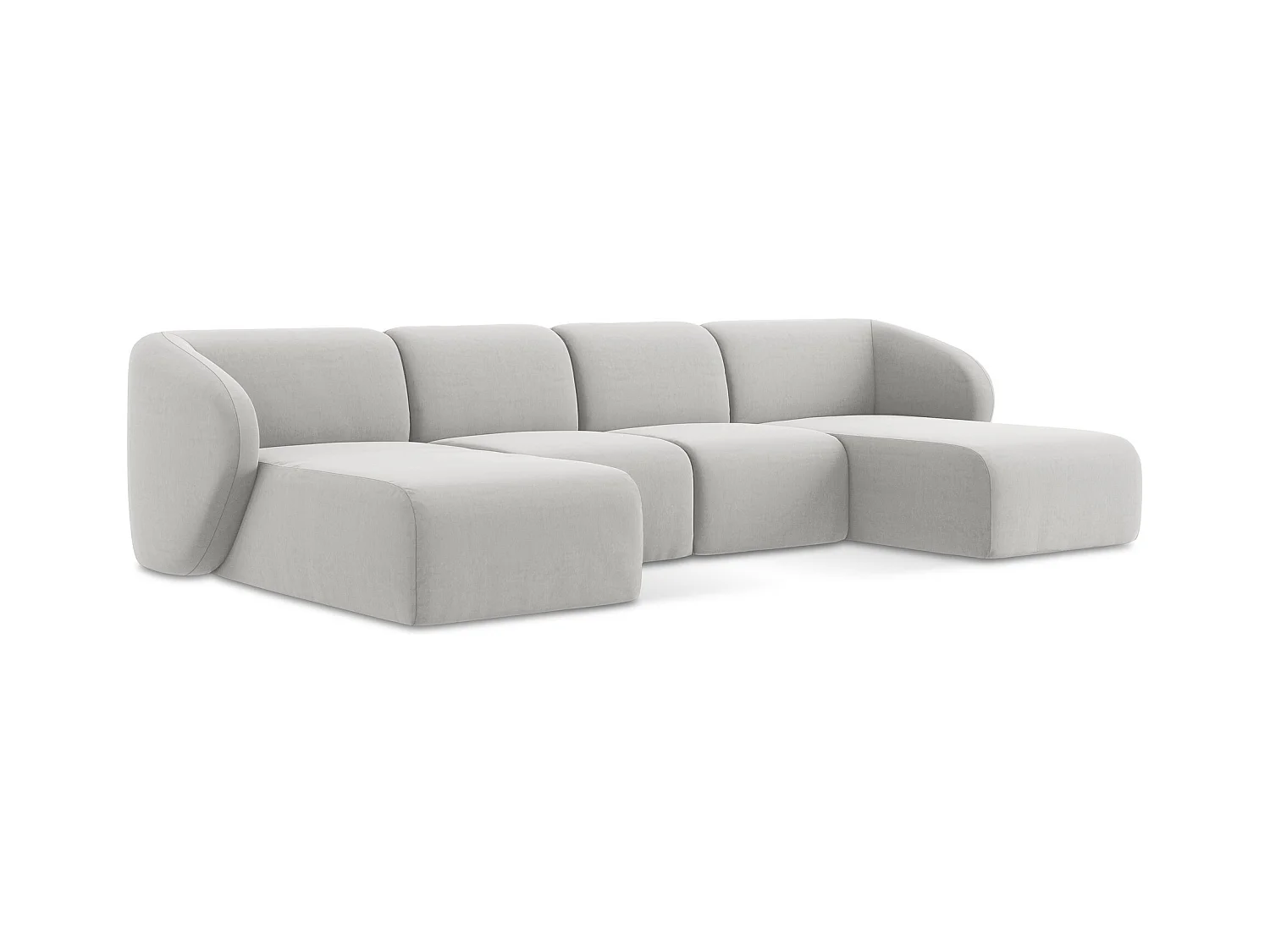 Große Wohnlandschaft - - Samt - Silber - LANI