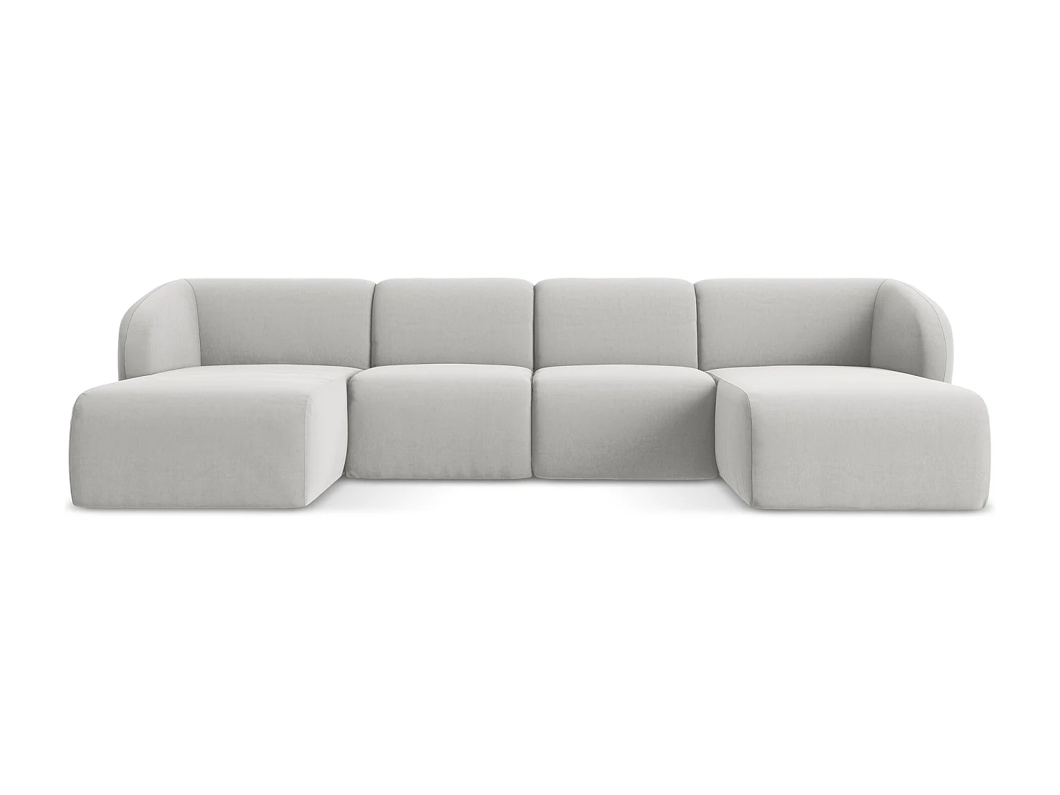 Sofa panoramiczna - z tkaniny welwetowej - srebrny - LANI