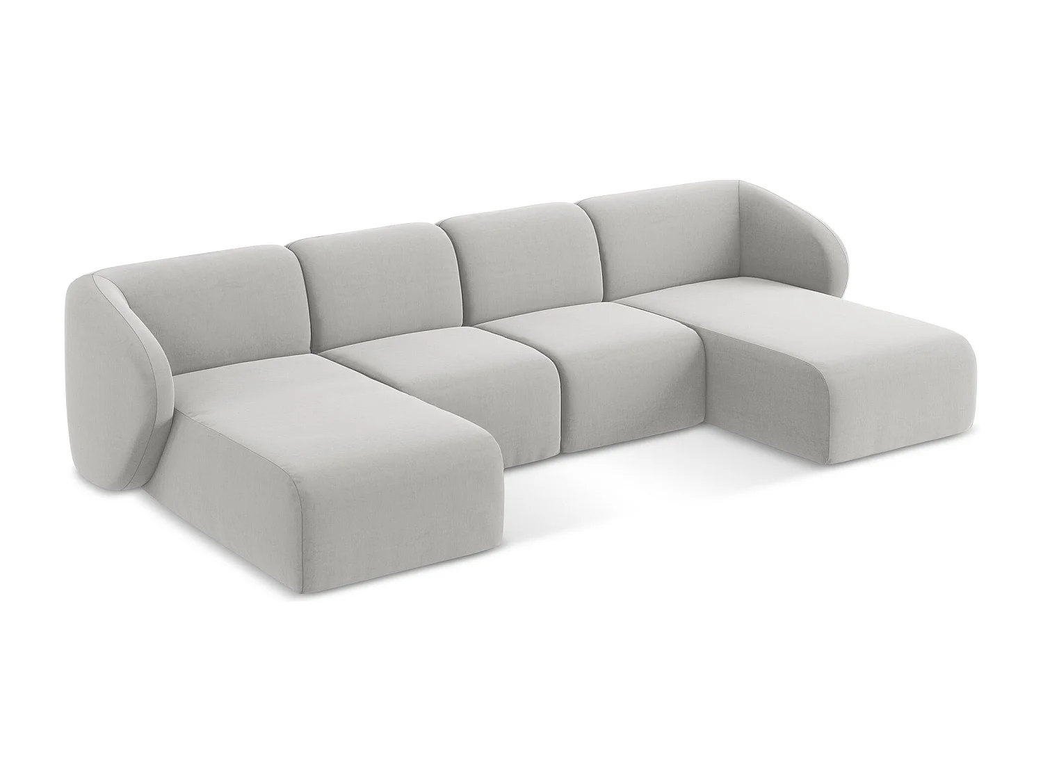 Sofa panoramiczna - z tkaniny welwetowej - srebrny - LANI