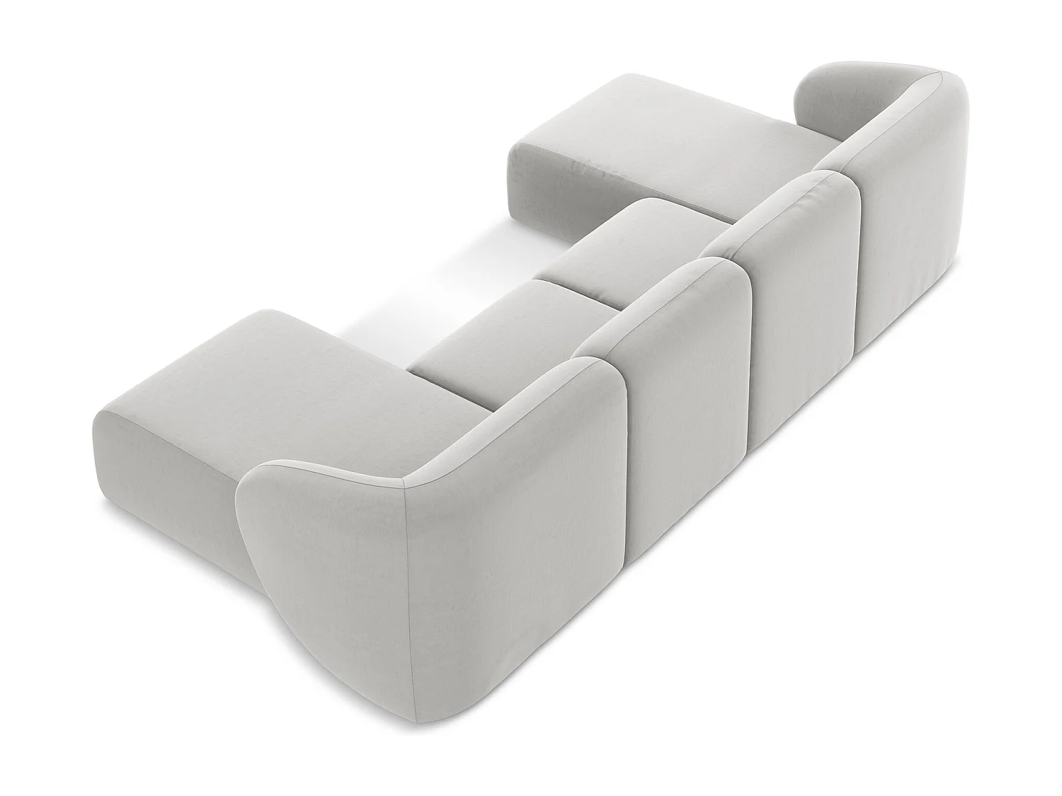 Sofa panoramiczna - z tkaniny welwetowej - srebrny - LANI