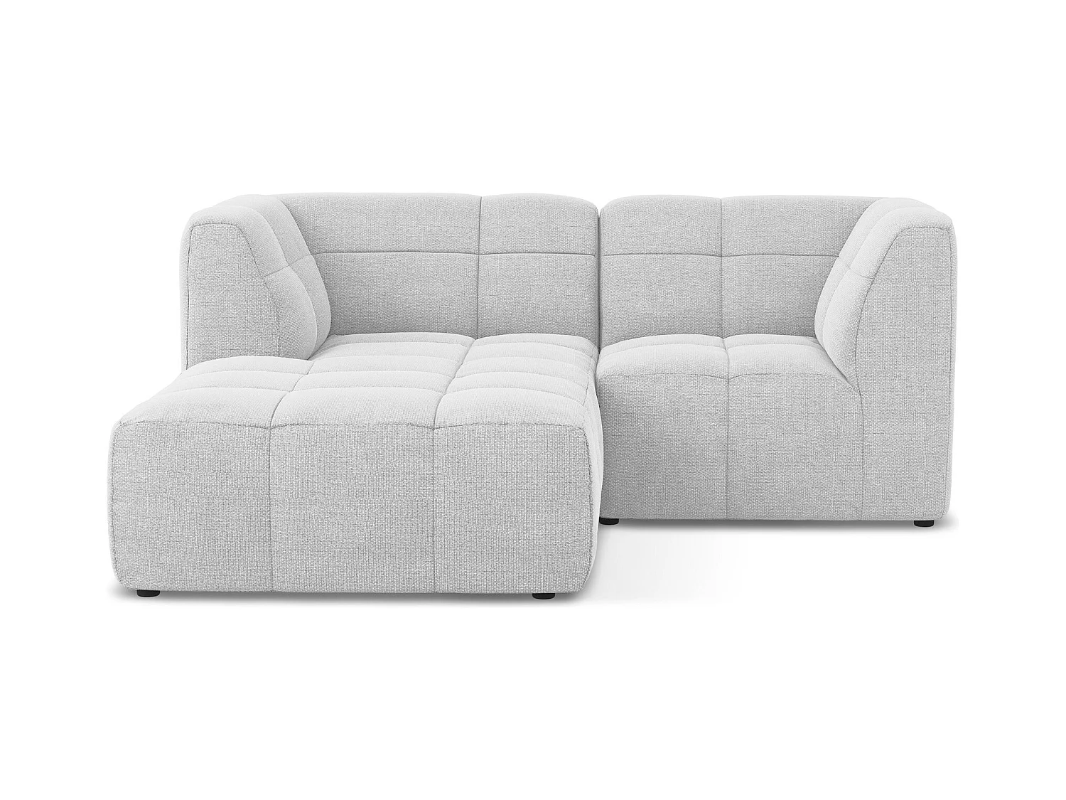 Canapé d'angle 2,5 places modulaire gauche en tissu bouclette - argent - ALOHA