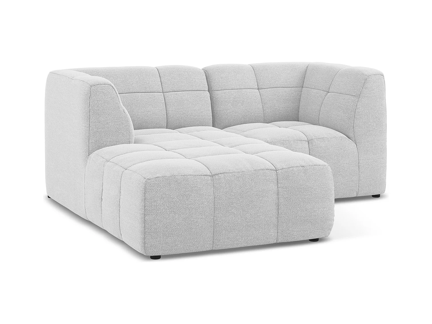 Canapé d'angle 2,5 places modulaire gauche en tissu bouclette - argent - ALOHA