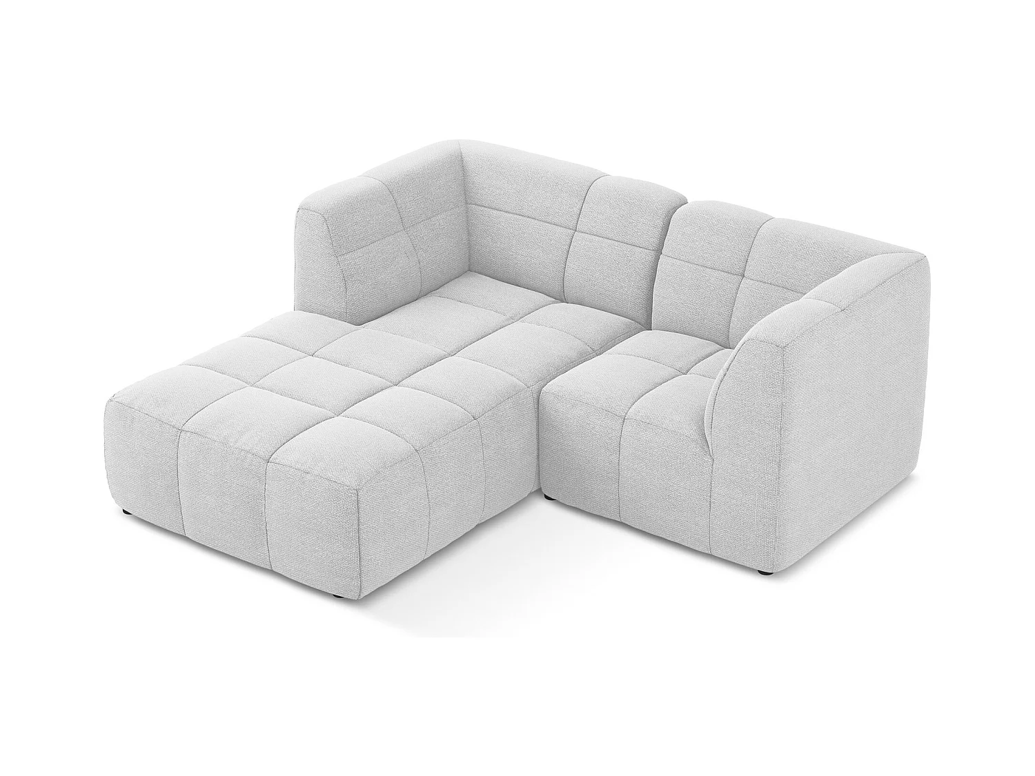 Canapé d'angle 2,5 places modulaire gauche en tissu bouclette - argent - ALOHA