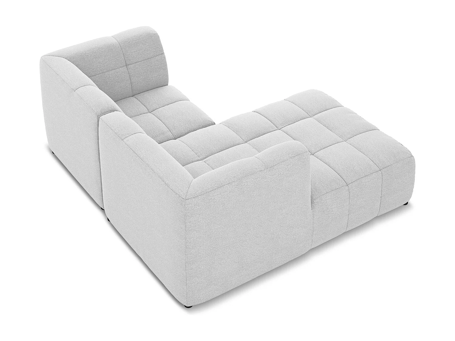 Canapé d'angle 2,5 places modulaire gauche en tissu bouclette - argent - ALOHA