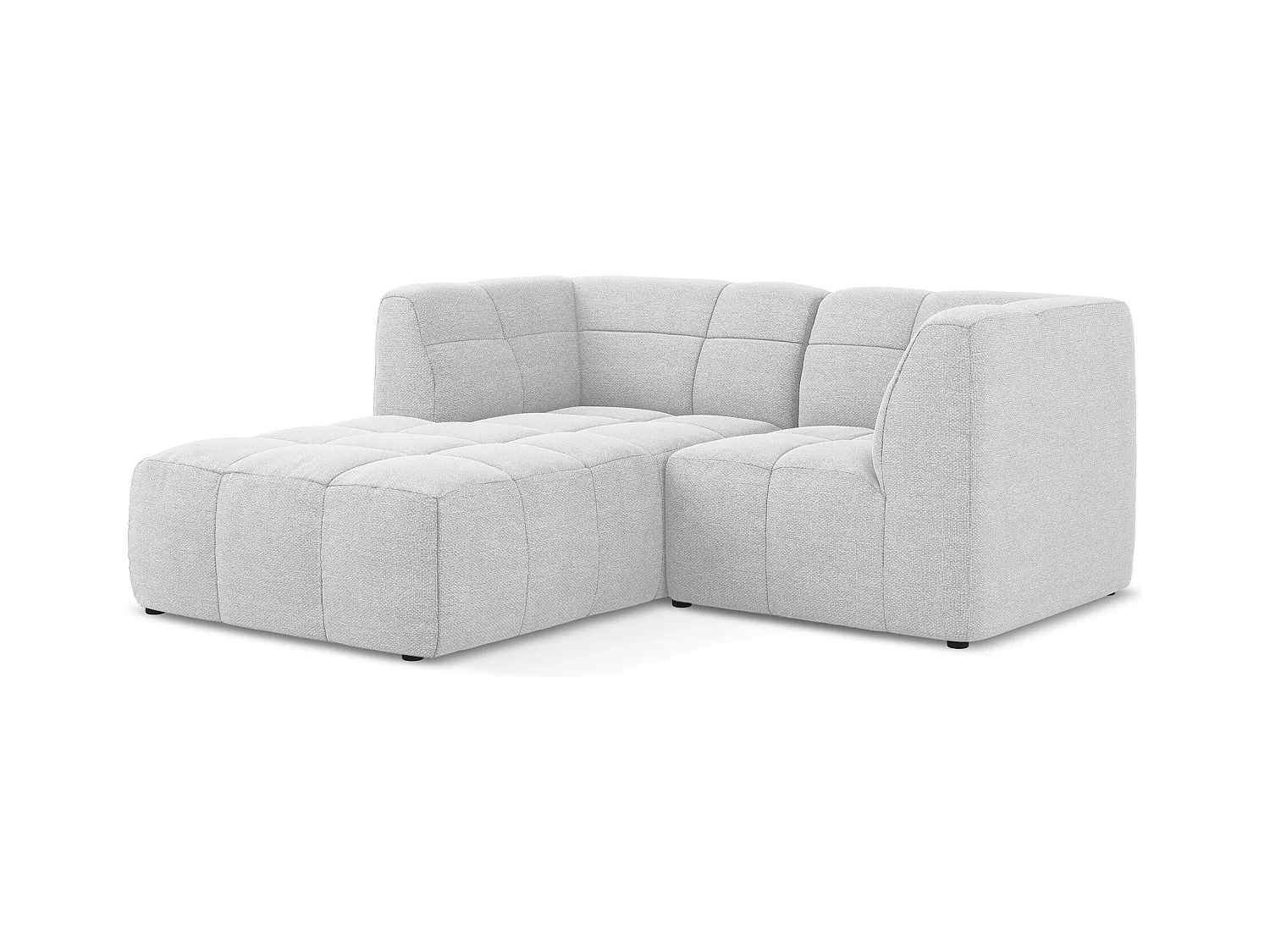 Canapé d'angle 2,5 places modulaire gauche en tissu bouclette - argent - ALOHA