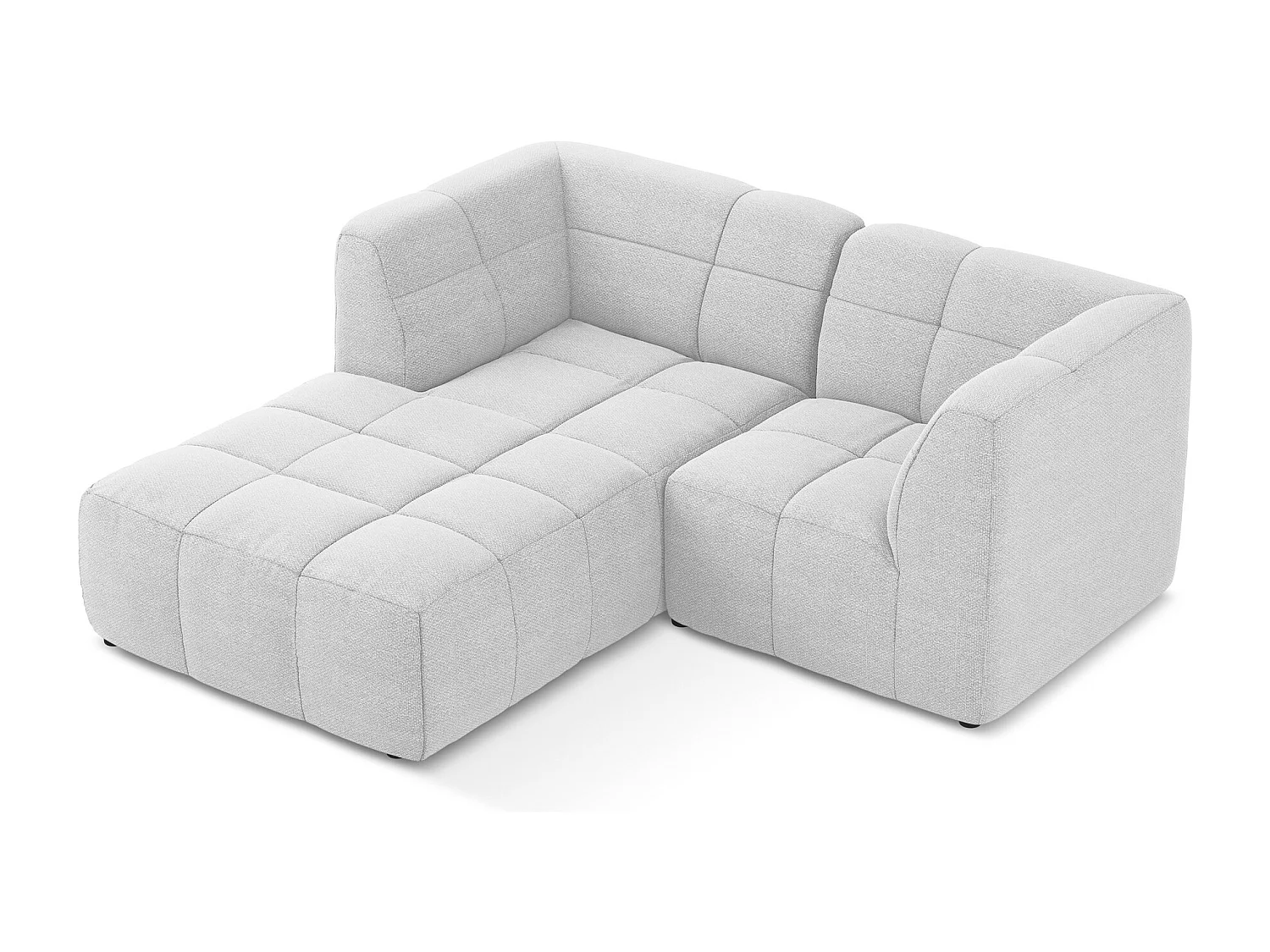 Modulaire hoekbank links van zilver bouclé - ALOHA