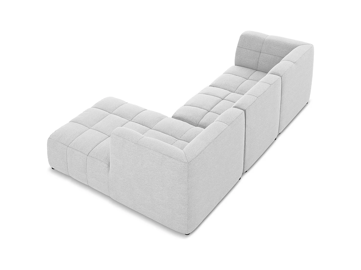 Canapé d'angle 3 places modulaire droit en tissu bouclette - argent - ALOHA