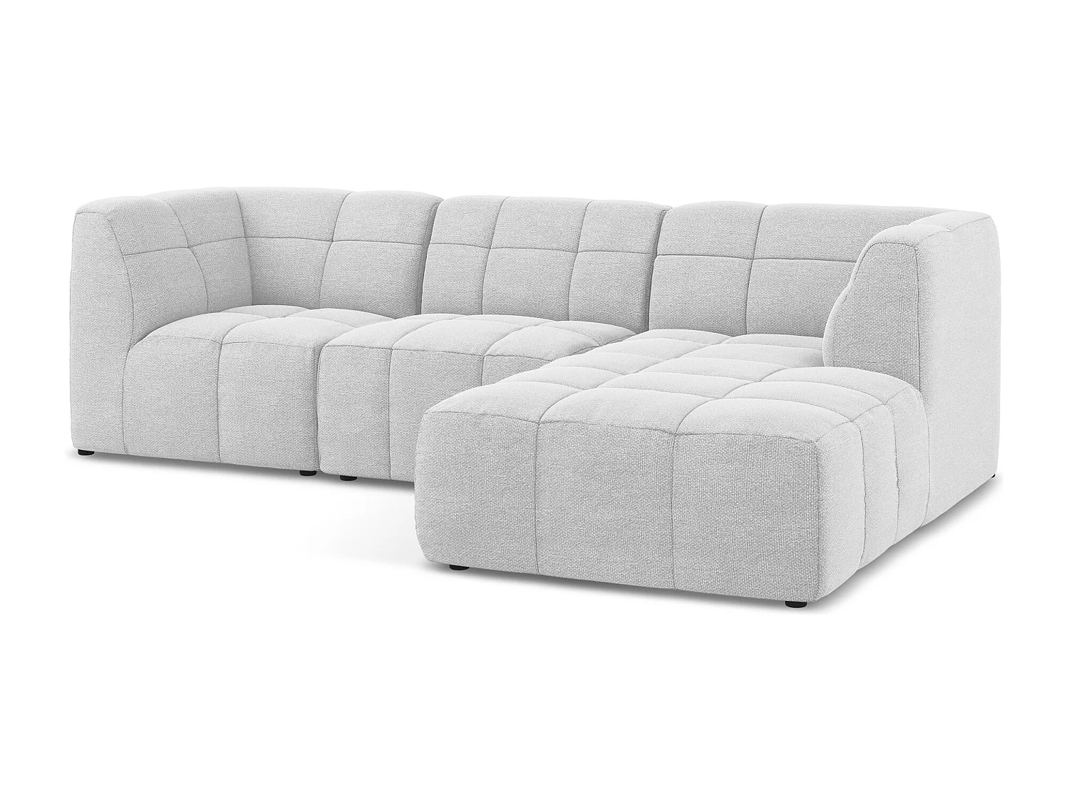 Narożnik prawostronny - z tkaniny bouclé - srebrny - ALOHA