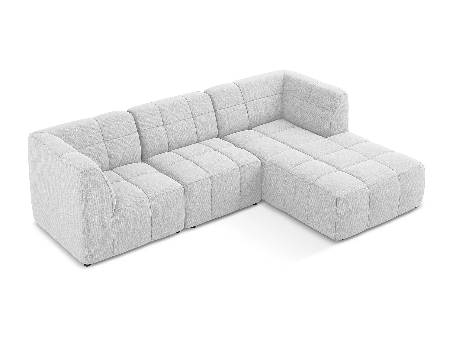 Narożnik prawostronny - z tkaniny bouclé - srebrny - ALOHA