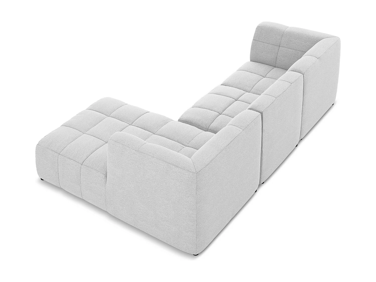 Narożnik prawostronny - z tkaniny bouclé - srebrny - ALOHA