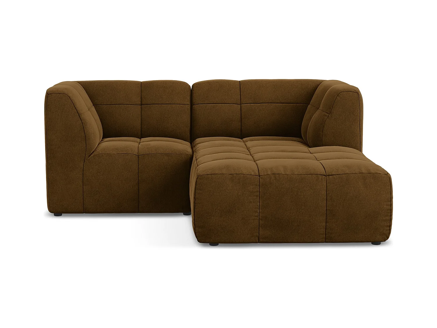 Modulaire hoekbank rechts van mosterdgeel velours - ALOHA