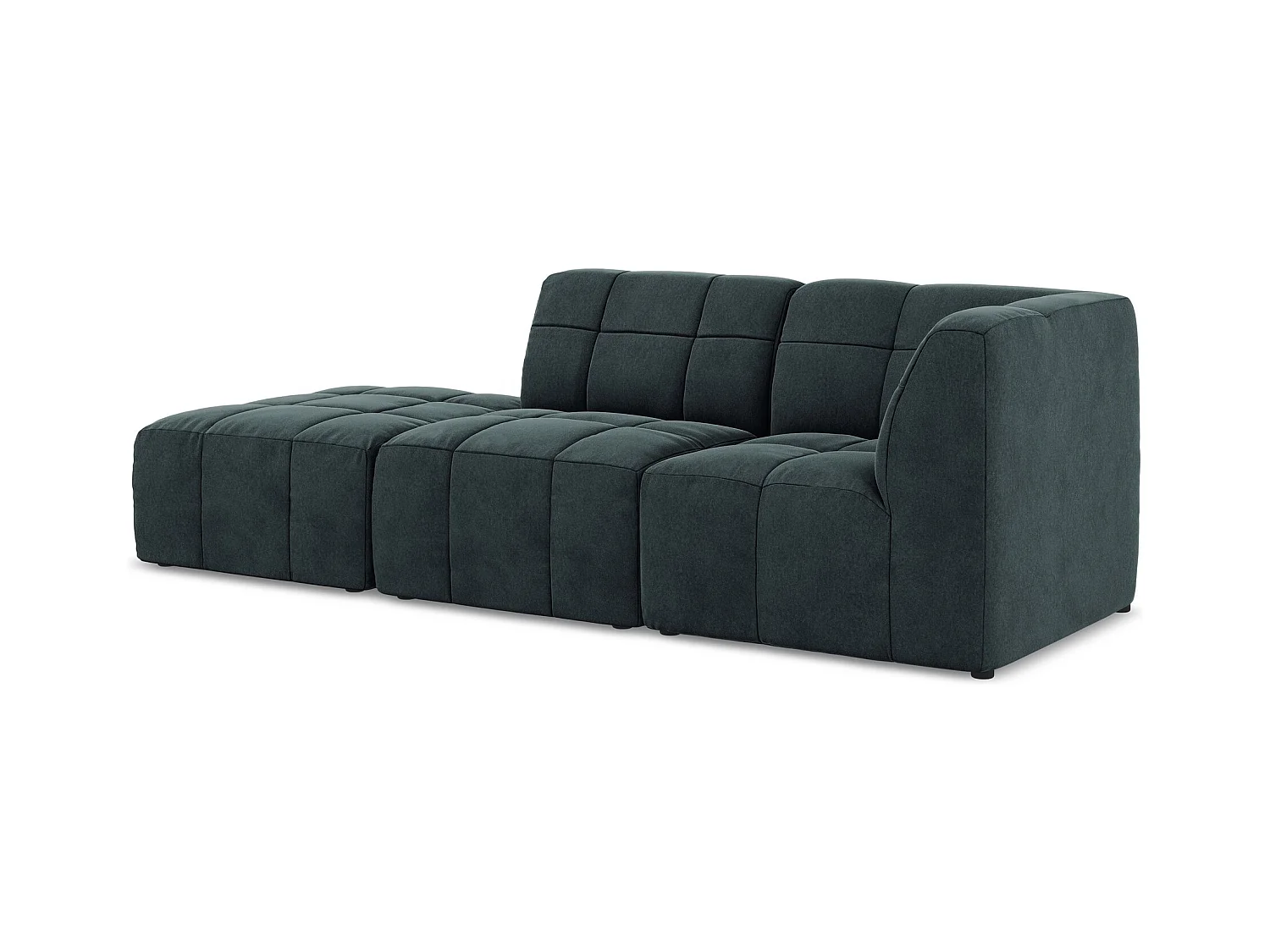 3-Sitzer Modulares Ecksofa - Ecke Links - Samt - Marine - ALOHA