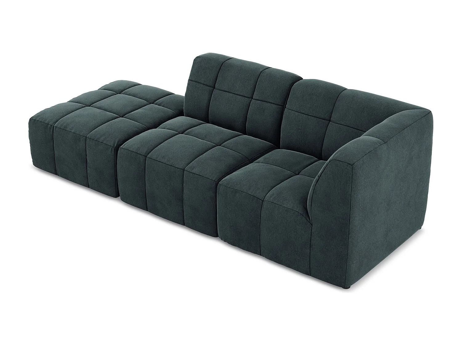 Canapé d'angle 3 places modulaire gauche en velours - marin - ALOHA