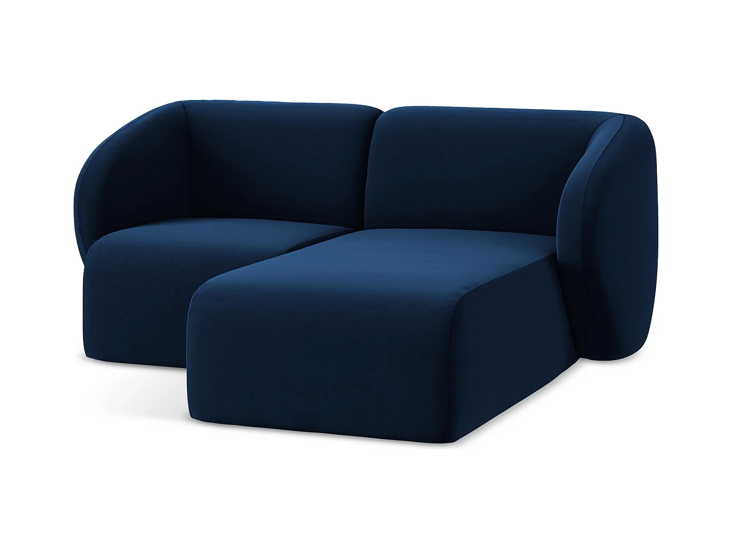 Canapé d'angle 2,5 places modulaire droit en velours - bleu royal - LANI