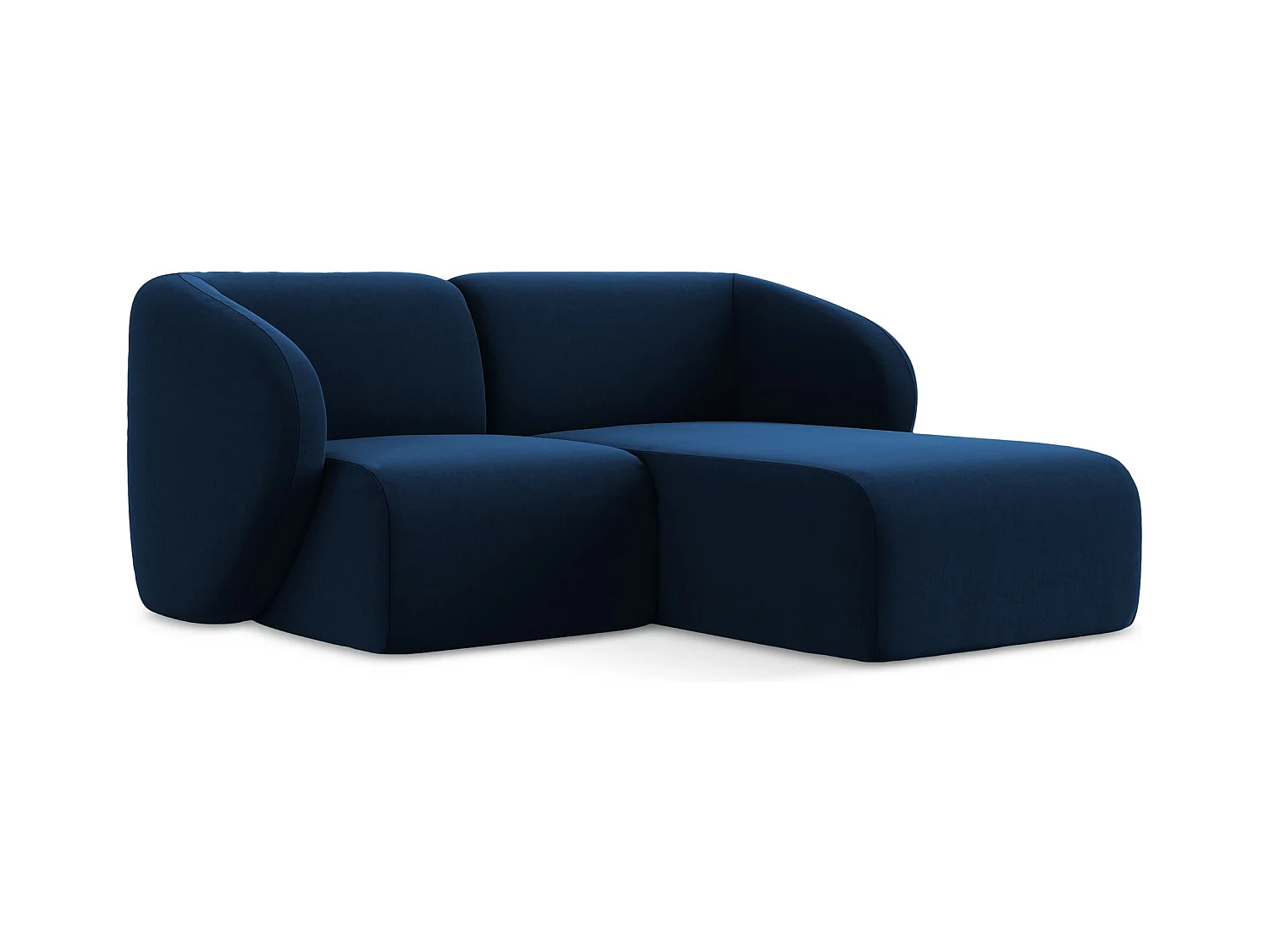 Canapé d'angle 2,5 places modulaire droit en velours - bleu royal - LANI
