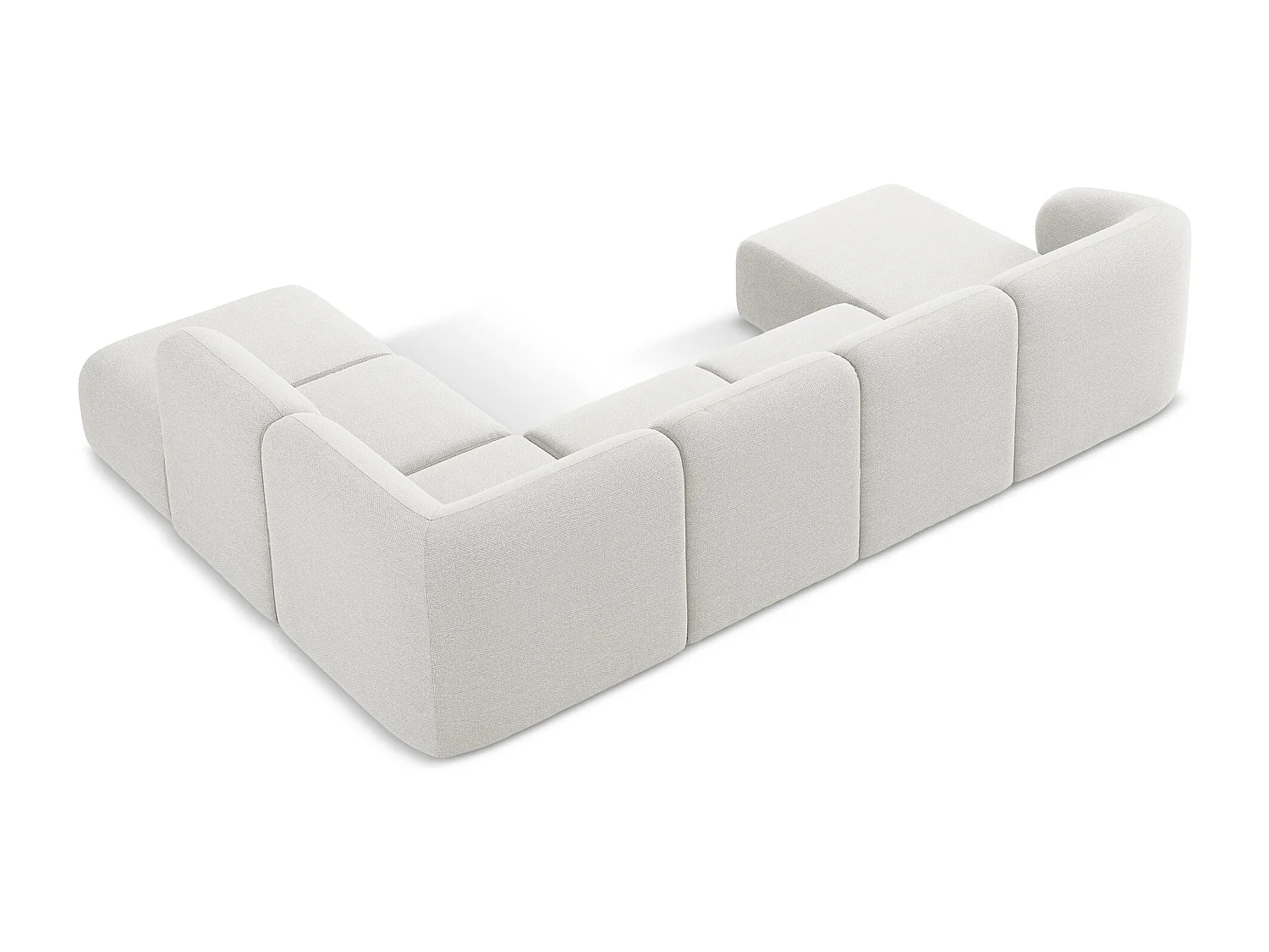 Canapé panoramique 5 places droit en tissu bouclette - blanc - LANI