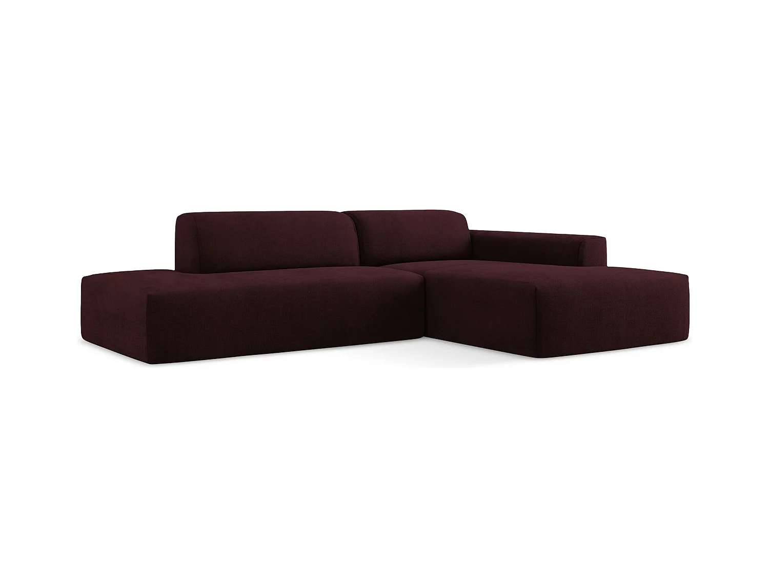 Canapé d'angle 3 places modulaire gauche en tissu texturé - bordeaux - KELI