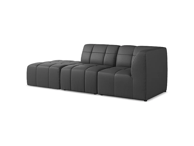 3-Sitzer Modulares Ecksofa - Ecke Links - Kunstleder - Grau - ALOHA