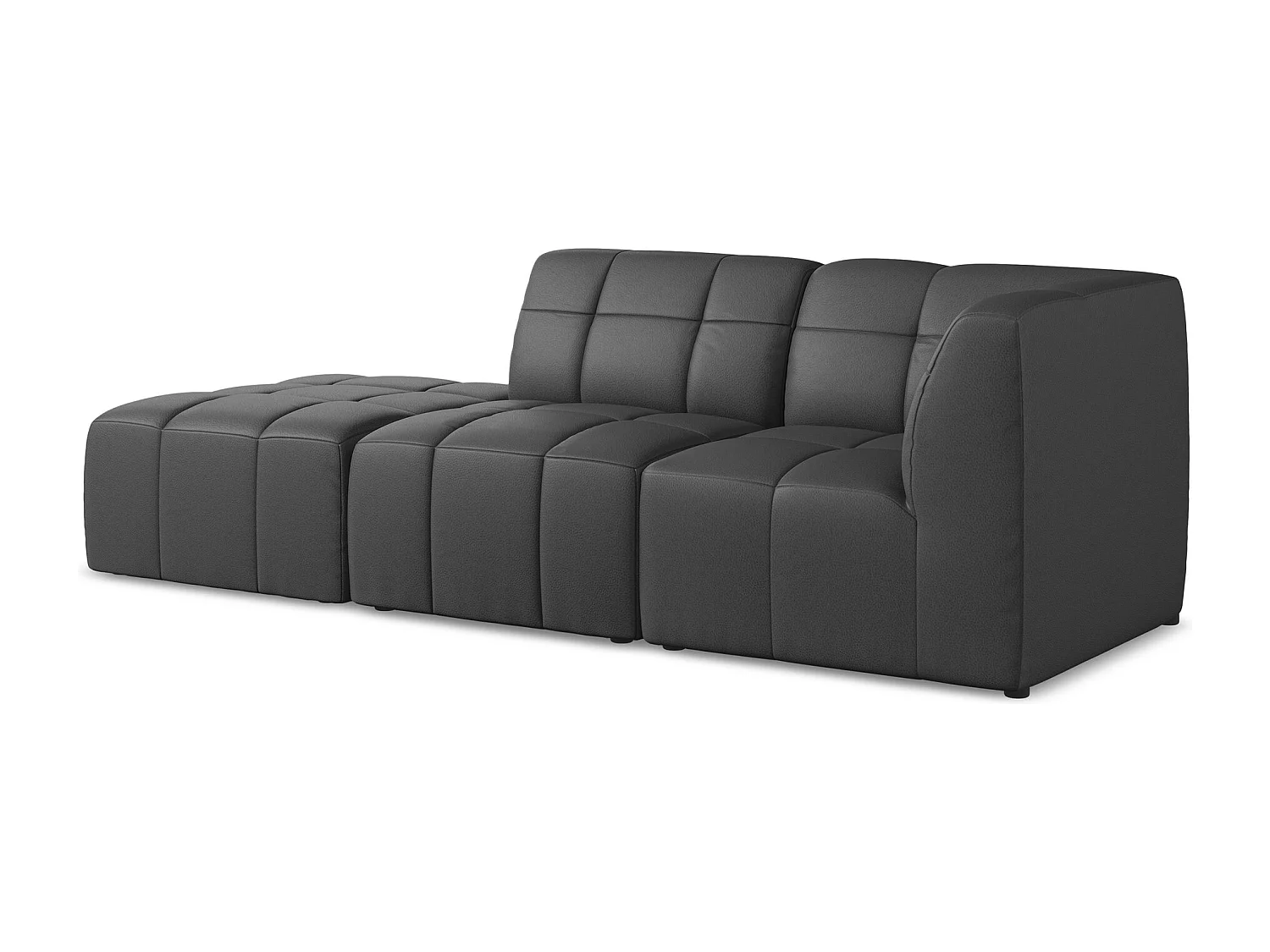 3-Sitzer Modulares Ecksofa - Ecke Links - Kunstleder - Grau - ALOHA