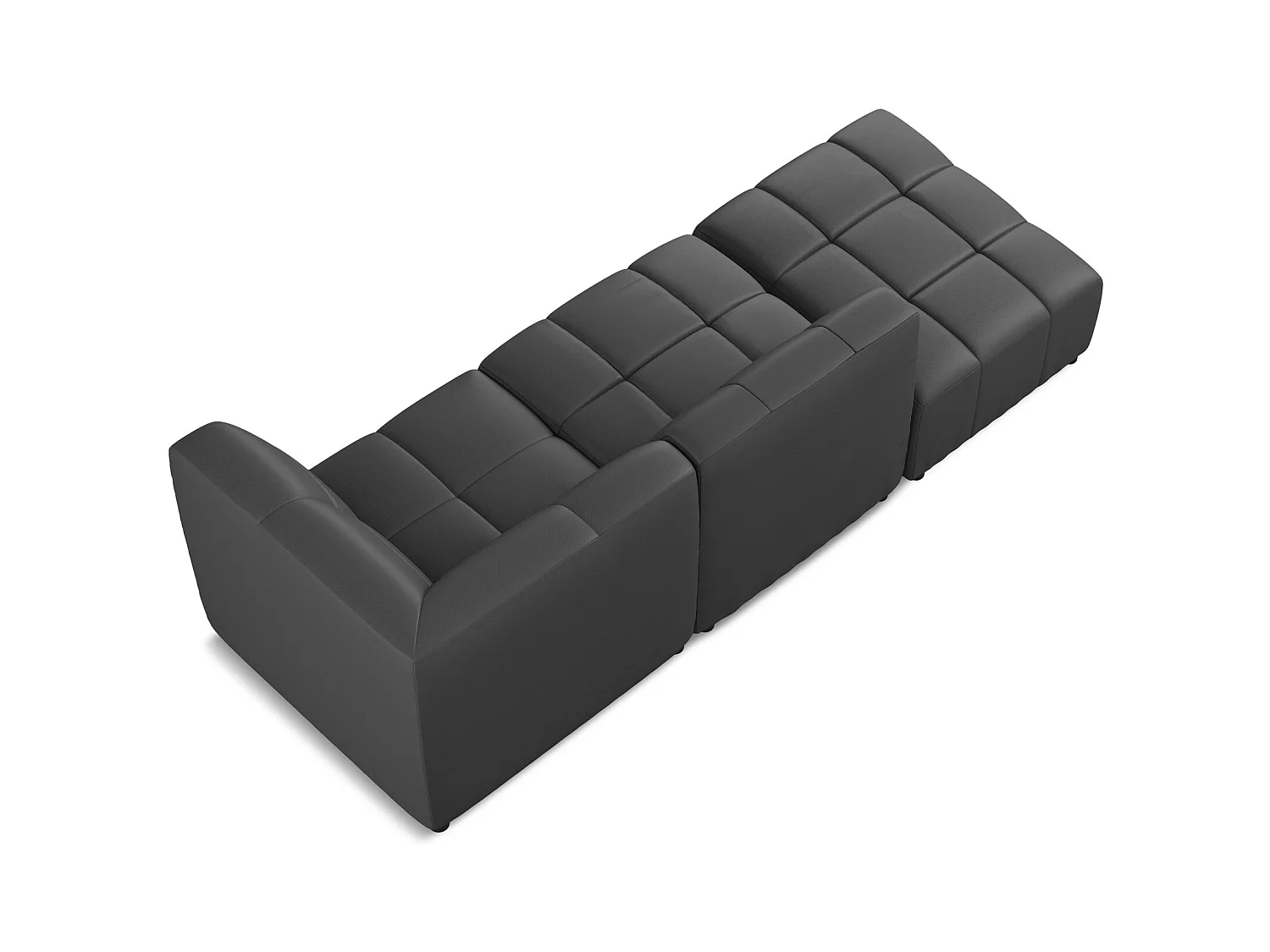 3-Sitzer Modulares Ecksofa - Ecke Links - Kunstleder - Grau - ALOHA