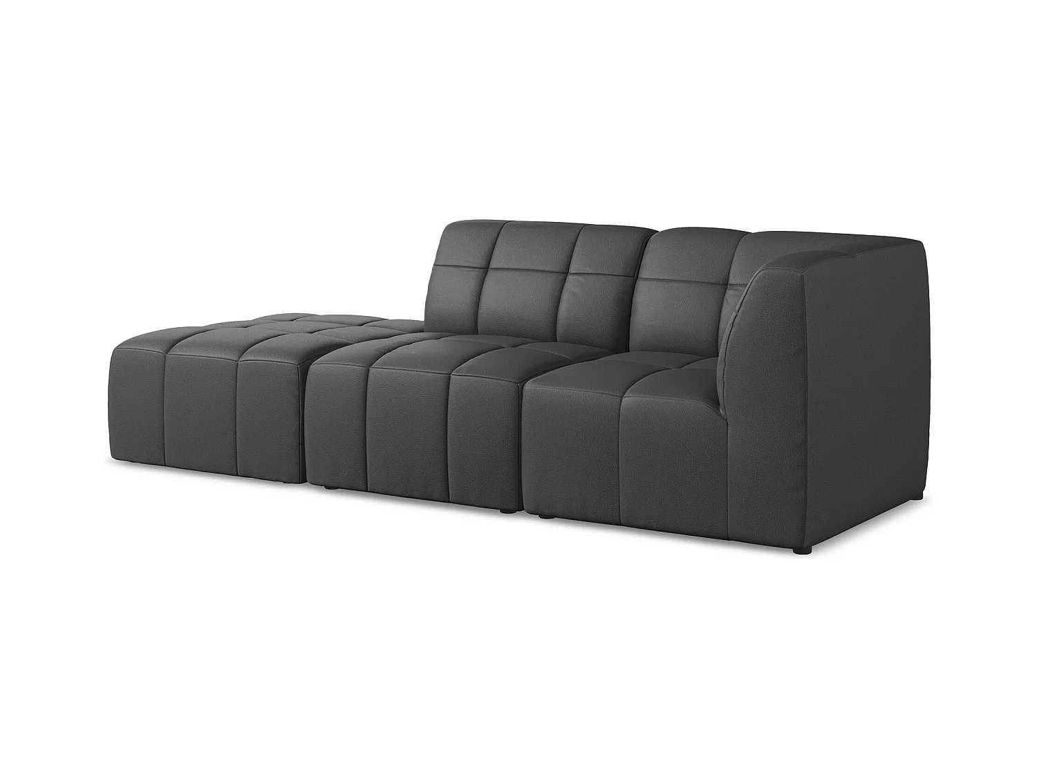 3-Sitzer Modulares Ecksofa - Ecke Links - Kunstleder - Grau - ALOHA