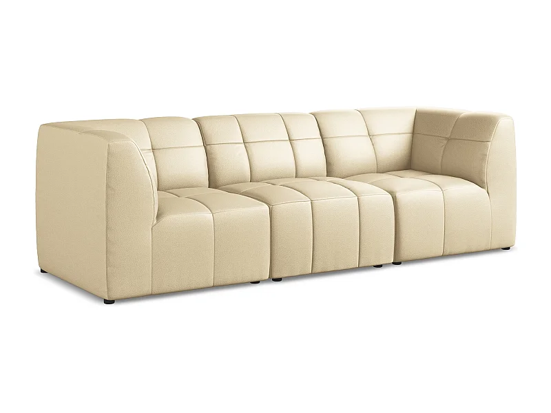 Driezits modulaire bank van beige kunstleer - ALOHA