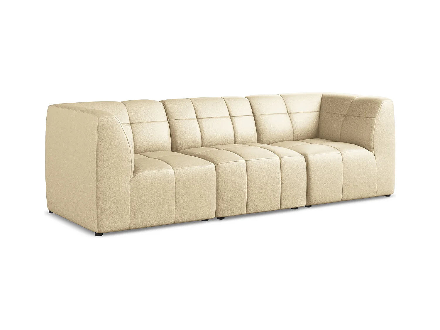 Modulares 3-Sitzer Sofa - - Kunstleder - Beige - ALOHA