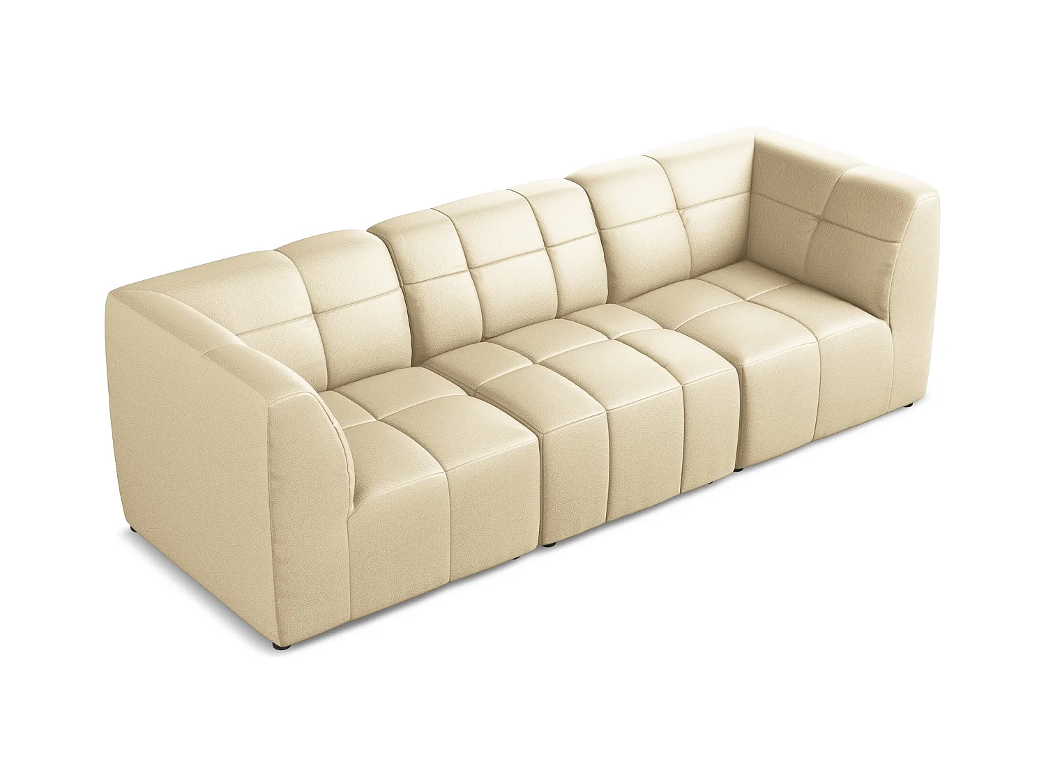 Modulares 3-Sitzer Sofa - - Kunstleder - Beige - ALOHA