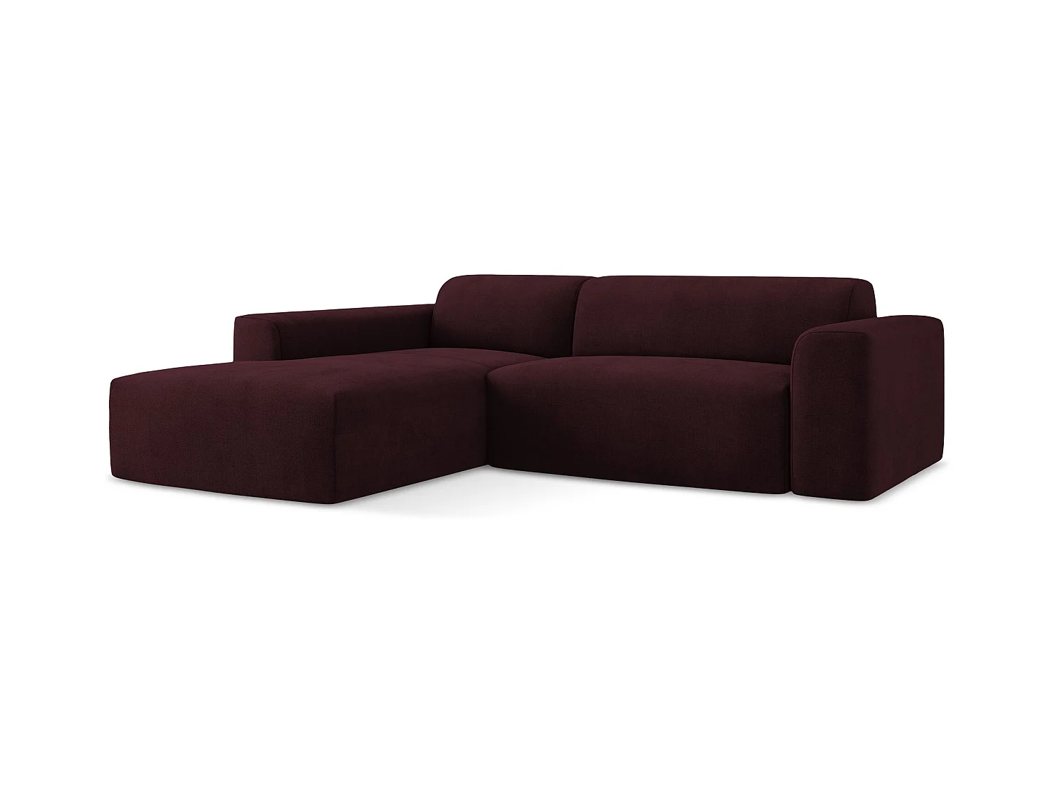 Canapé d'angle 3 places modulaire gauche en tissu texturé - bordeaux - KELI