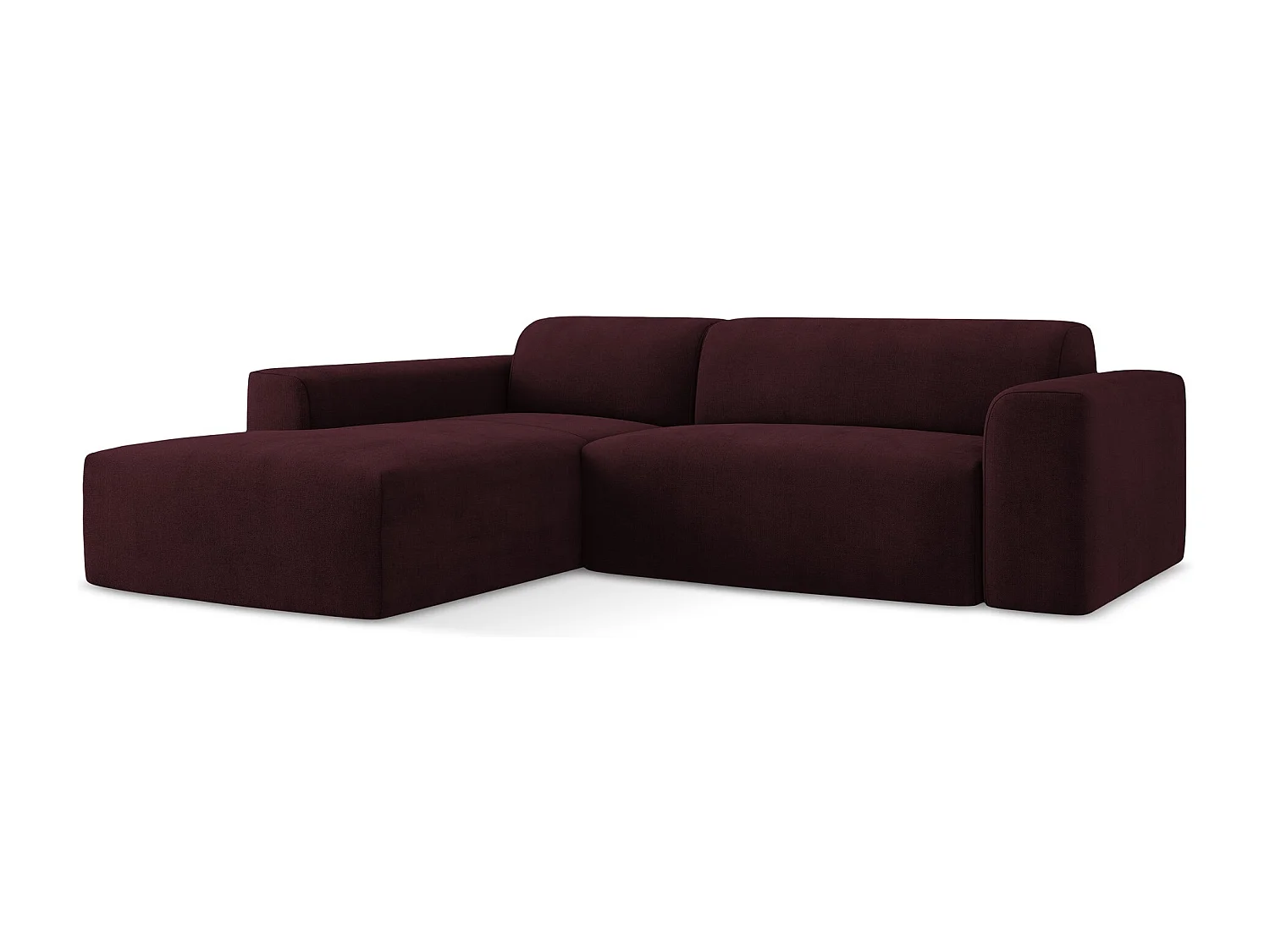 Modulaire hoekbank links van bordeaux textuurstof - KELI