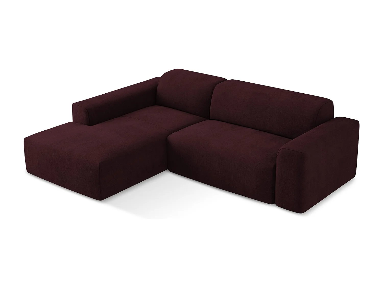 Modulaire hoekbank links van bordeaux textuurstof - KELI